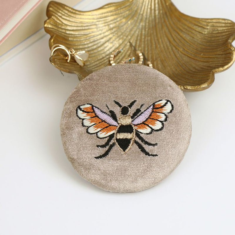 Golden Bee Velvet Pocket Mirror