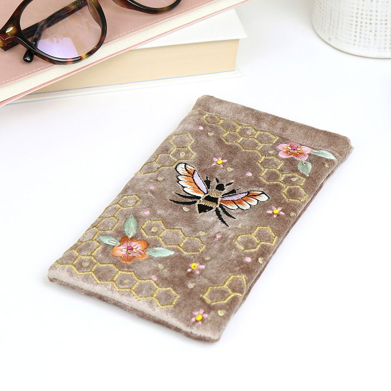 Golden Bee Velvet Glasses Case