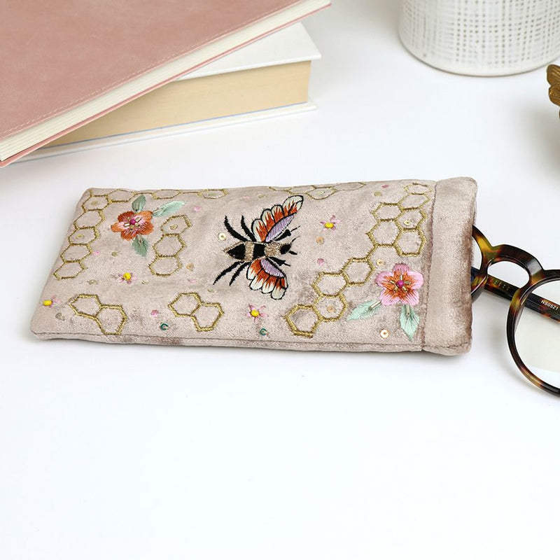 Golden Bee Velvet Glasses Case