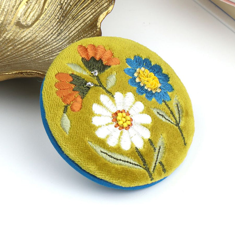 Mustard Hedgehog Velvet Pocket Mirror