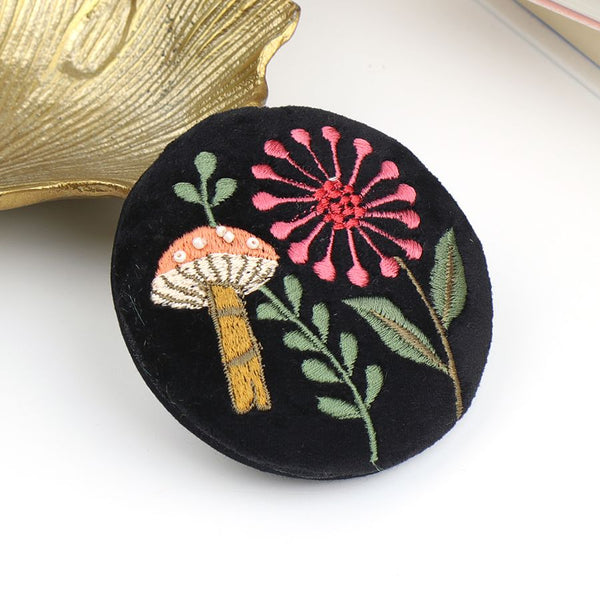 Midnight Toadstool Velvet Pocket Mirror