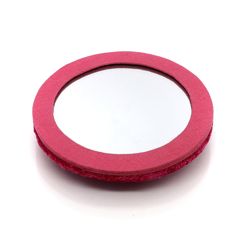 Bright Pink Bee Velvet Pocket Mirror