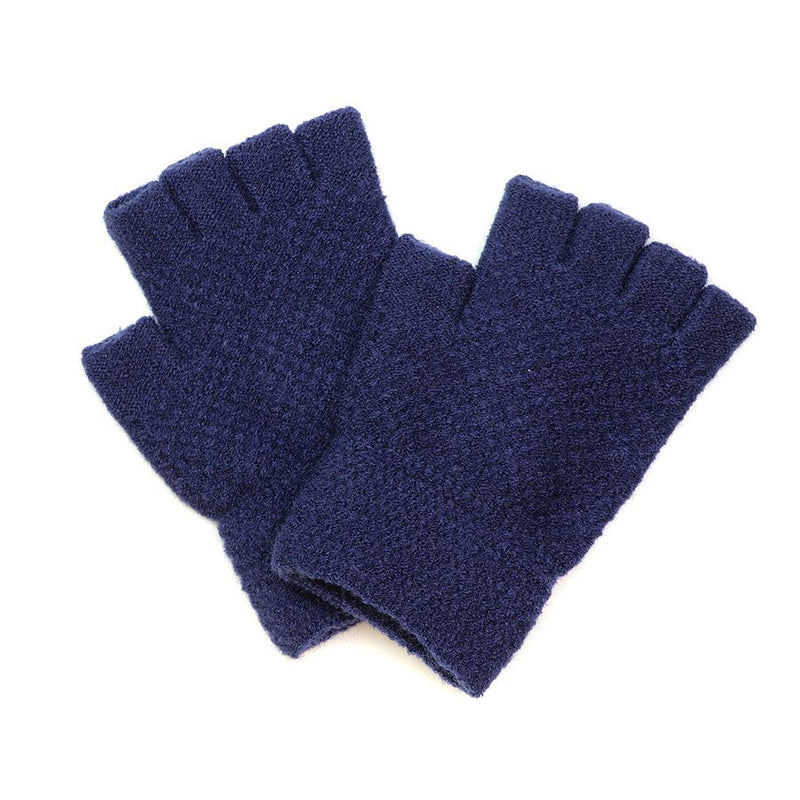 Navy Knitted Fingerless Gloves