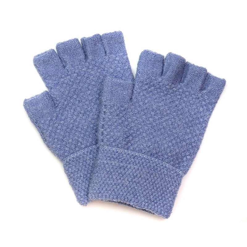 Pale Blue Knitted Fingerless Gloves