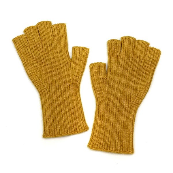 Mustard Ribbed Fingerless Gloves