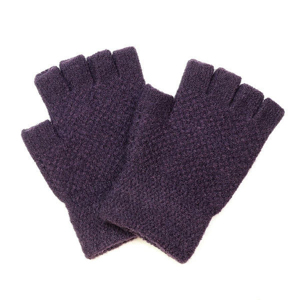 Aubergine Knitted Fingerless Gloves