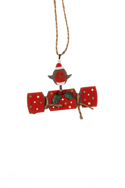 Robin On Red Cracker Hanging Decoration