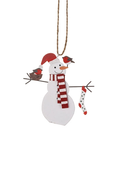 Snowman with Red Scarf Hanging Decoration