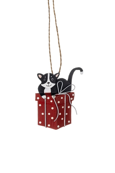 Black Cat On Gift Hanging Decoration