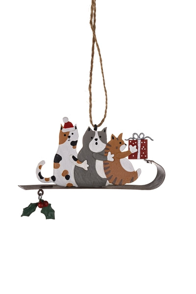 Three Cats on Sledge Hanging Decoration