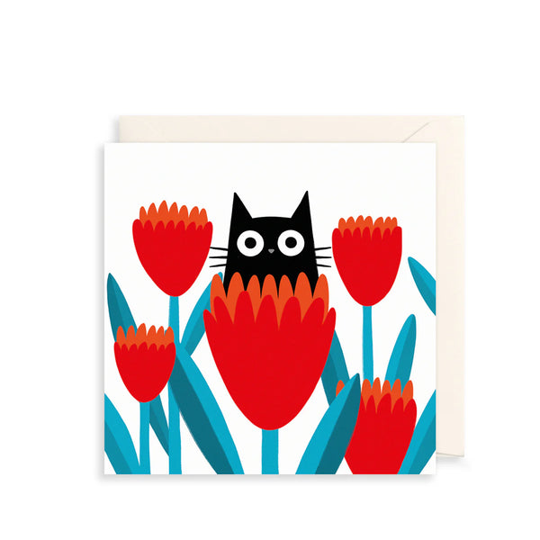 Cat and Flowers Card