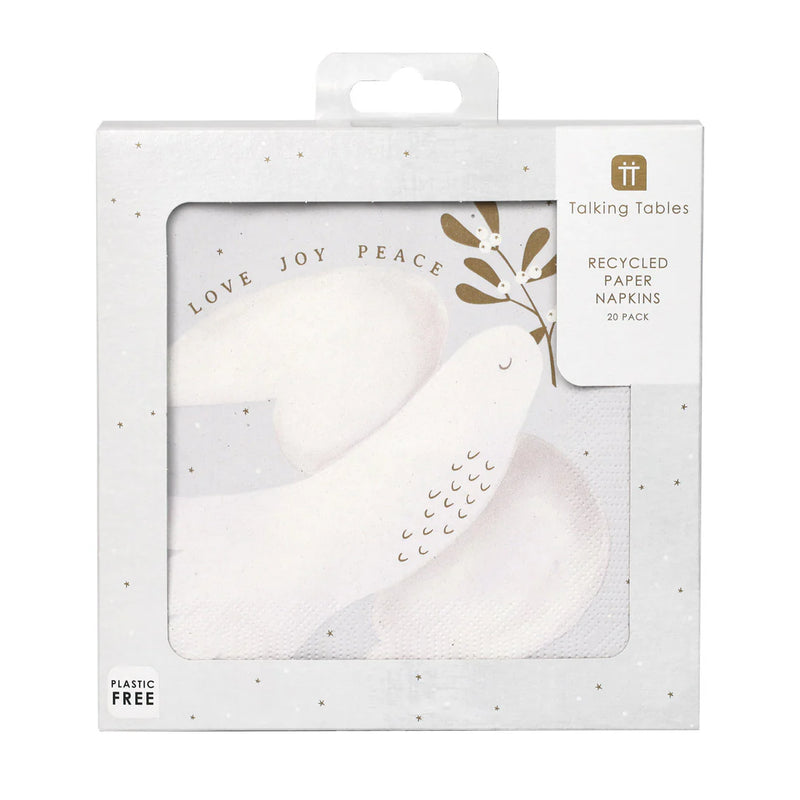 Mistletoe White Christmas Paper Napkins - 20 Pack