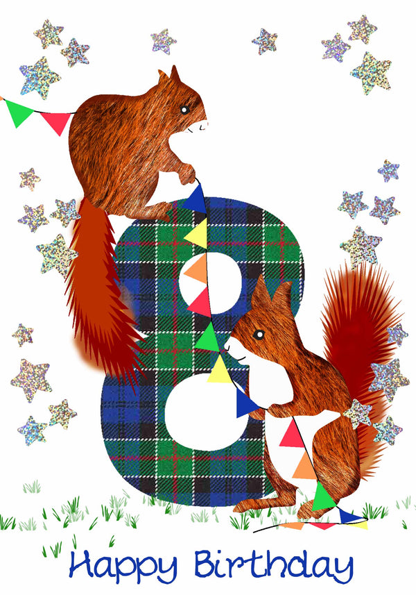 Age 8 Squirrel Birthday Card