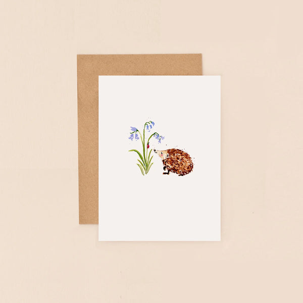 Hedgehog And Bluebells Mini Card