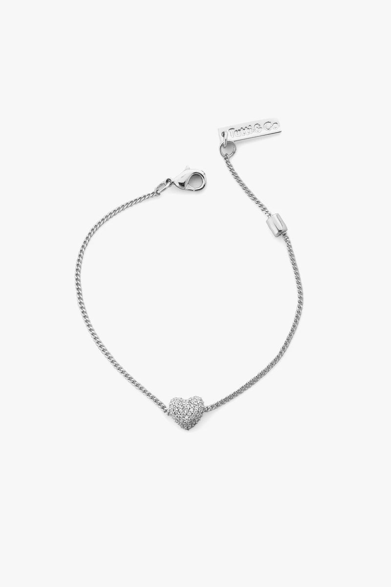 Pave Heart Bracelet - Silver