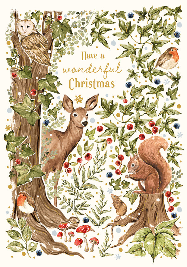 Wonderful Christmas Deer and Squirrel Card