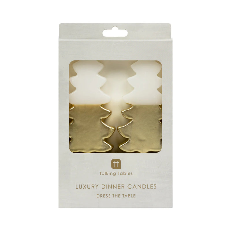 Gold Christmas Tree Shaped Candles - 2 Pack