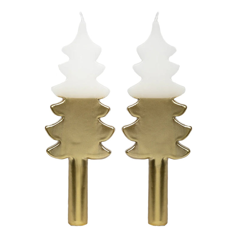 Gold Christmas Tree Shaped Candles - 2 Pack