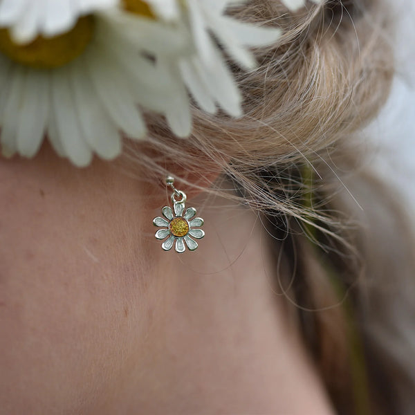 Daisies at Dawn Enamel Drop Earrings