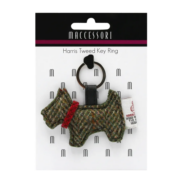 Harris Tweed Scottie Dog Keyring - Country Green