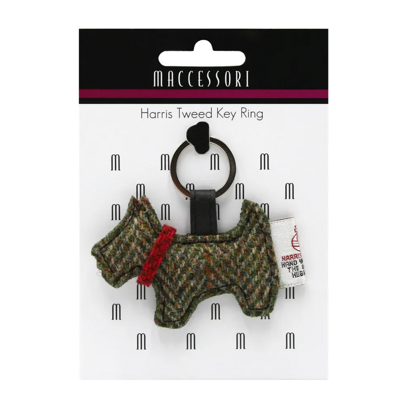 Harris Tweed Scottie Dog Keyring - Country Green