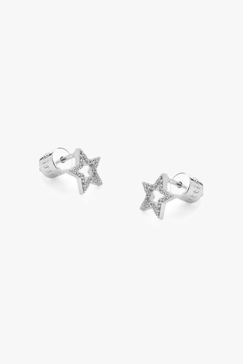 Pave Star Earrings - Silver