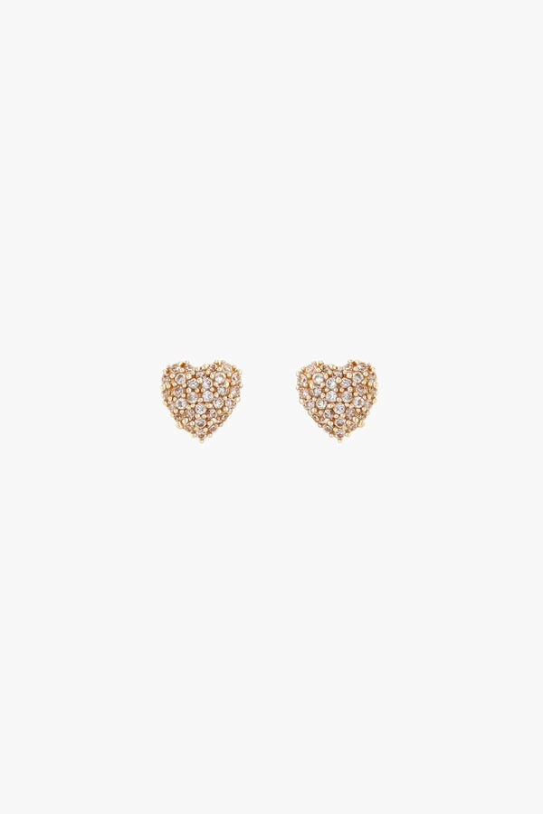 Pave Heart Earrings - Gold