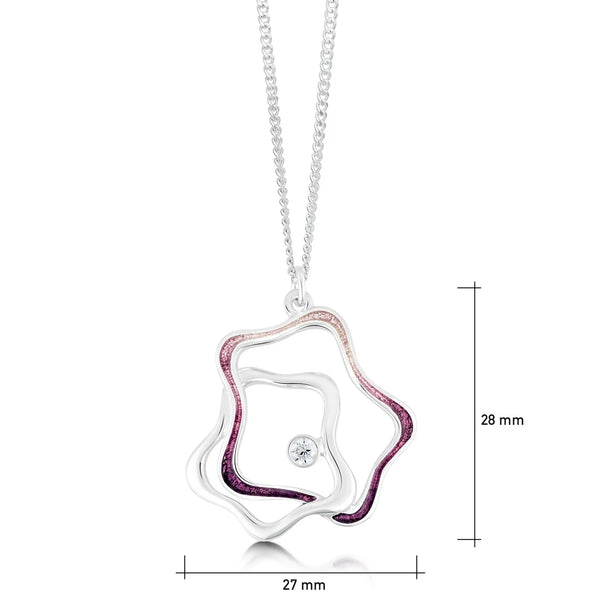 Tidal Islands Small Cubic Zirconia Pendant in Amethyst Enamel