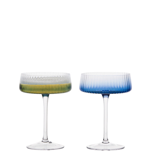 Set of 2 Empire Blue Champagne Saucers