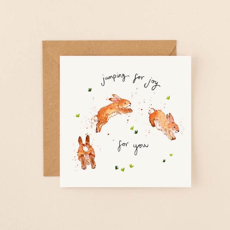 Bunnies Jumping for Joy Card