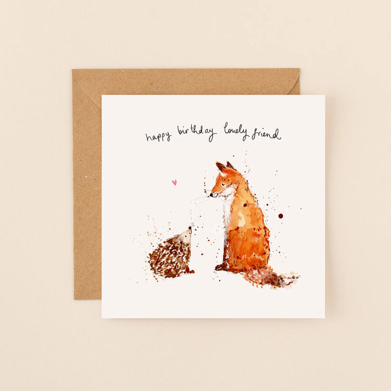 Fox and Hedgehog Lovely Friend Card