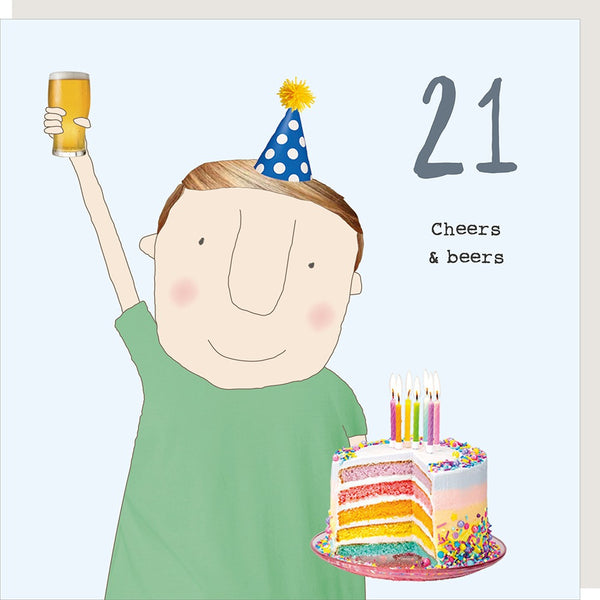 21st Birthday Card - Cheers and Beers