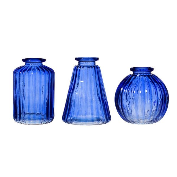 Cobalt Blue Glass Bud Vases - Set of 3