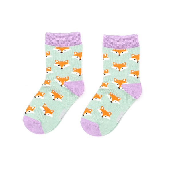 Fox Faces Socks - Mint