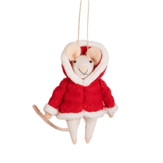 Mouse in Puffer Jacket Felt Decoration