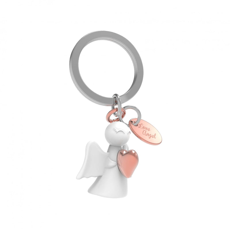 White & Rose Gold Angel Keyring