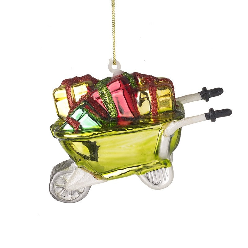 Glass Hanging Wheelbarrow Decoration