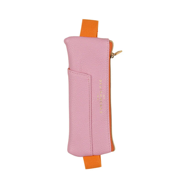 Vegan Leather Pen Pouch - Pink & Orange