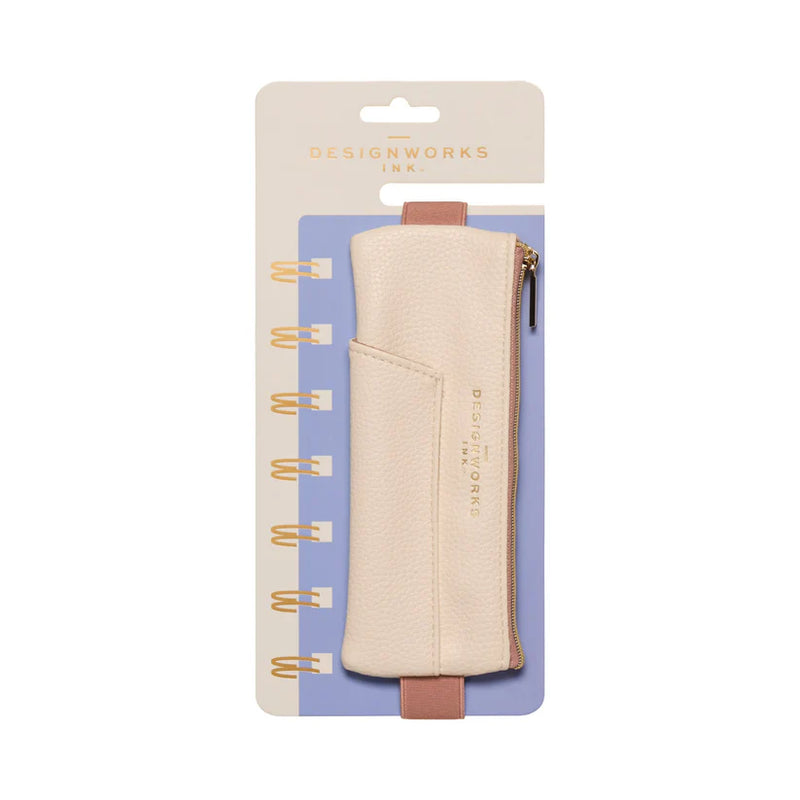 Vegan Leather Pen Pouch - Cream & Taupe