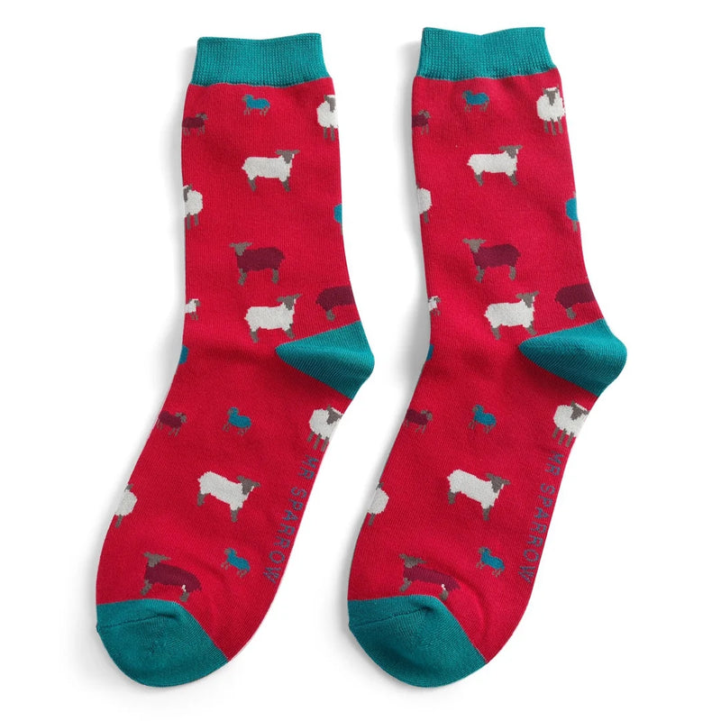 Sheep Family Men’s Socks - Red