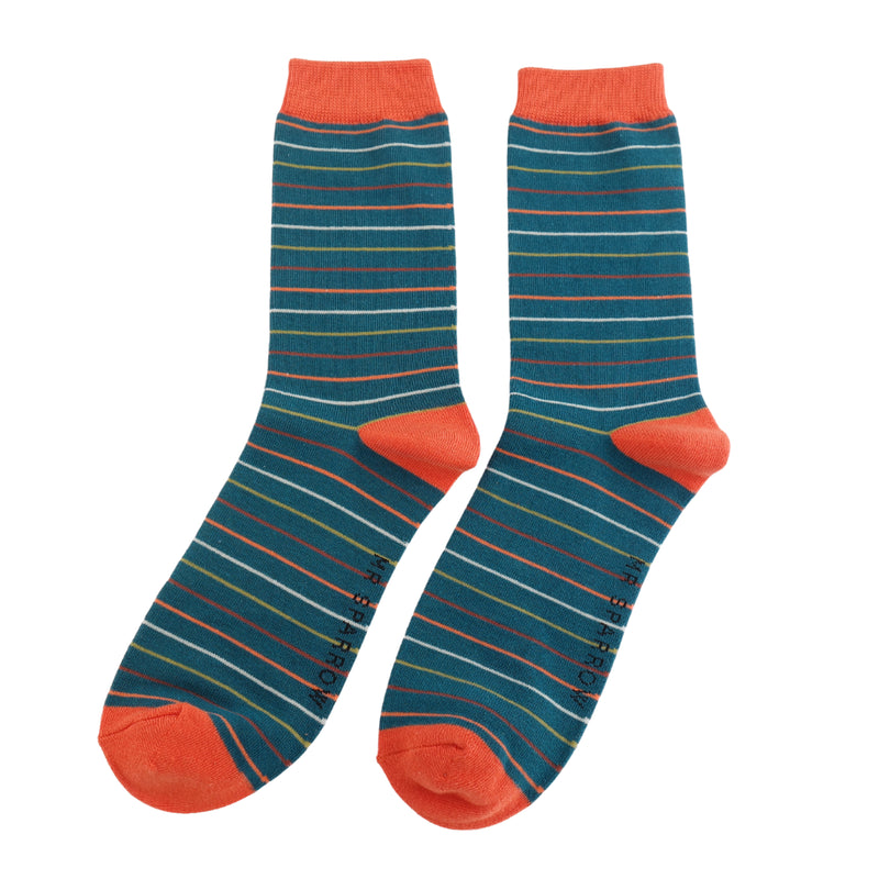 Thin Stripes Men’s Socks - Teal