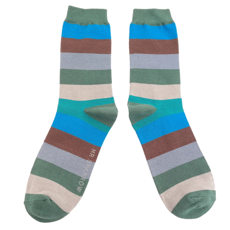 Wide Strips Men's Socks - Green