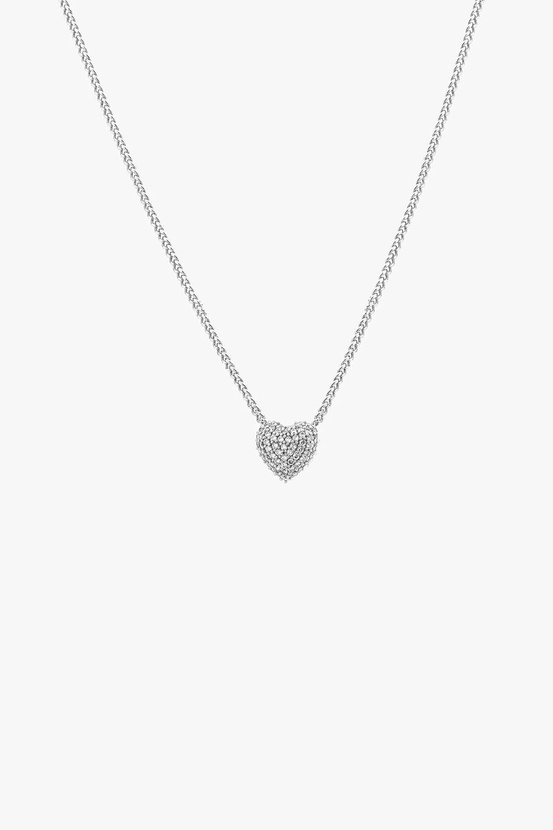 Pave Heart Necklace - Silver