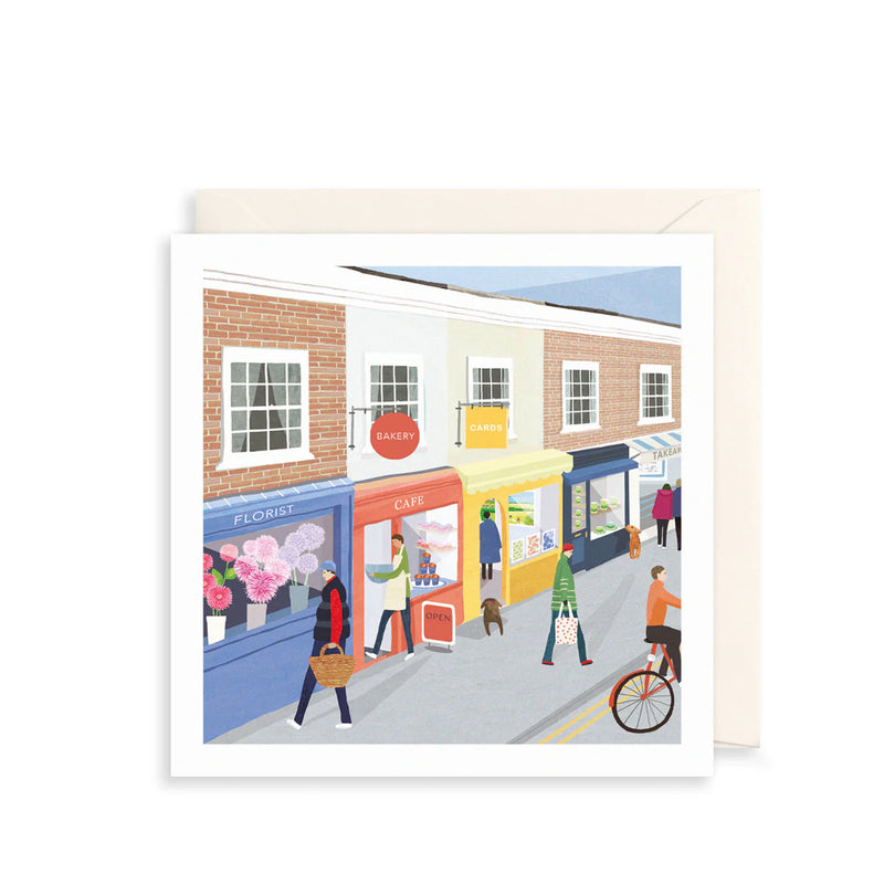 Shopping Town  Greetings Card