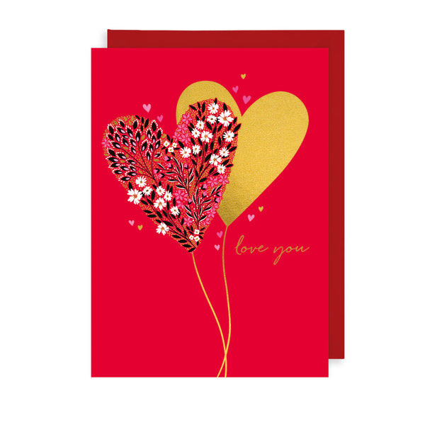 Love You Heart Balloons Valentine's Day Card