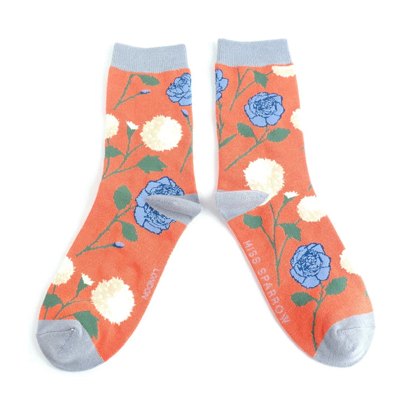 Wild Flora Socks - Burnt Orange