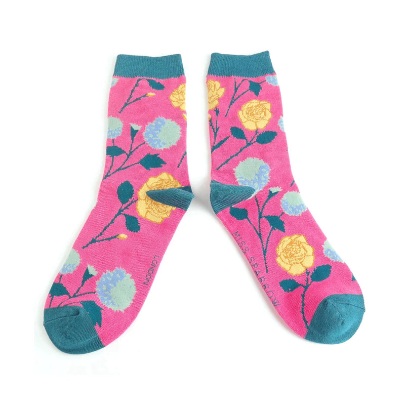 Wild Flora Socks - Hot Pink