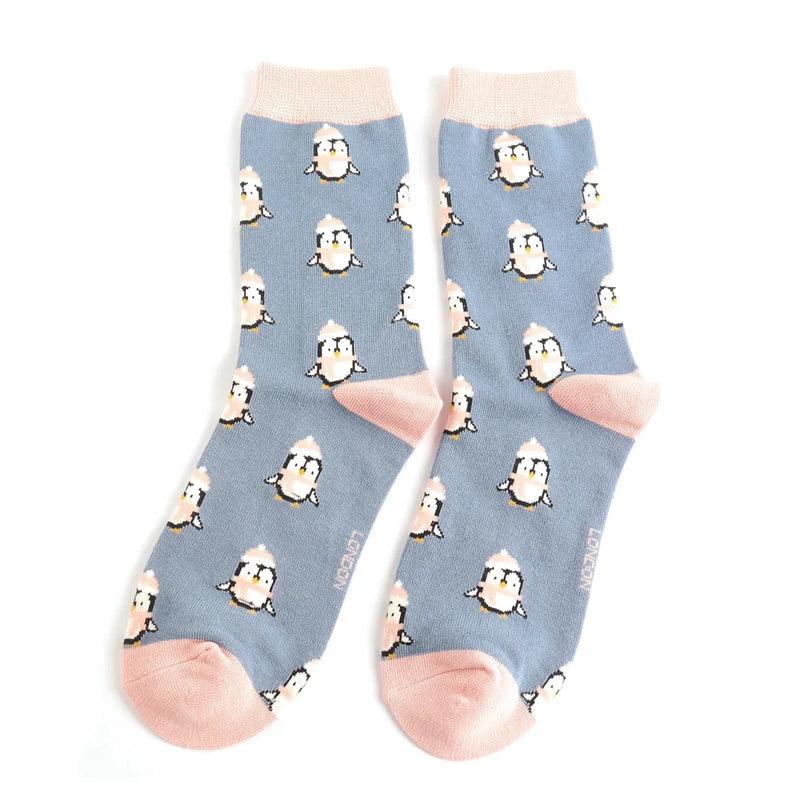 Cute Penguins Womens Socks - Denim