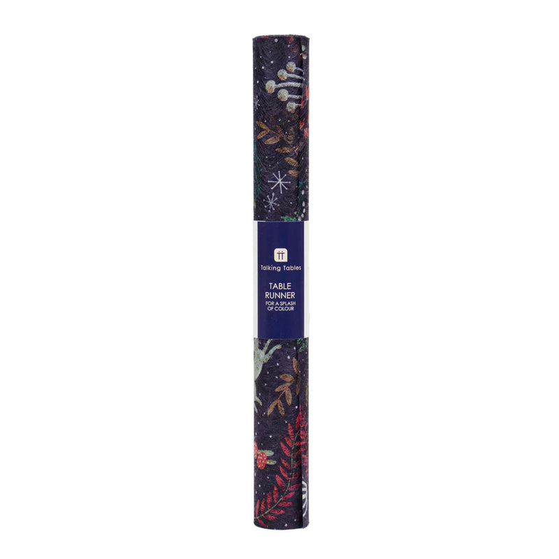 Woodland Flora & Fauna Dark Blue Table Runner