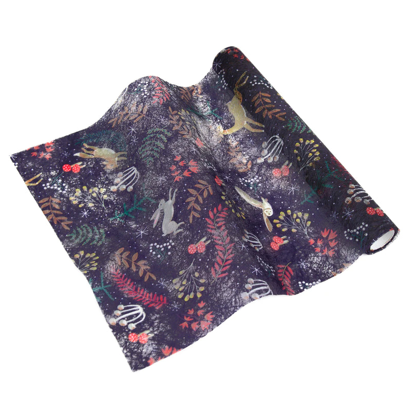 Woodland Flora & Fauna Dark Blue Table Runner